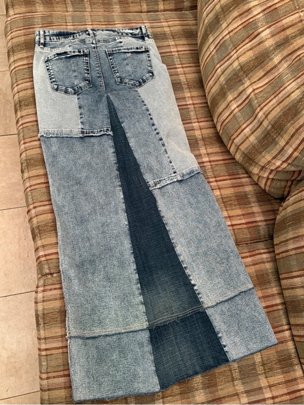 Wash lab Patchwork Denim Maxi Skirt - Multi-Blue - Picture 7 of 7